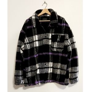 No Boundaries Plaid Sherpa Shaket